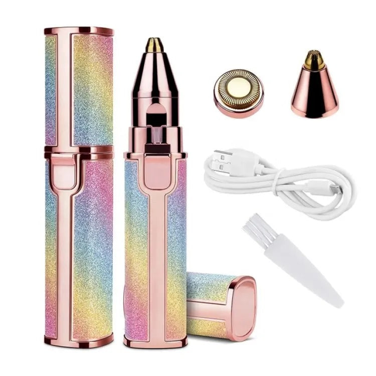 2 in 1 Rechargeable Facial Hair Remover | Eyebrow Trimmer With USB Charging Cable And Cleaning Brush