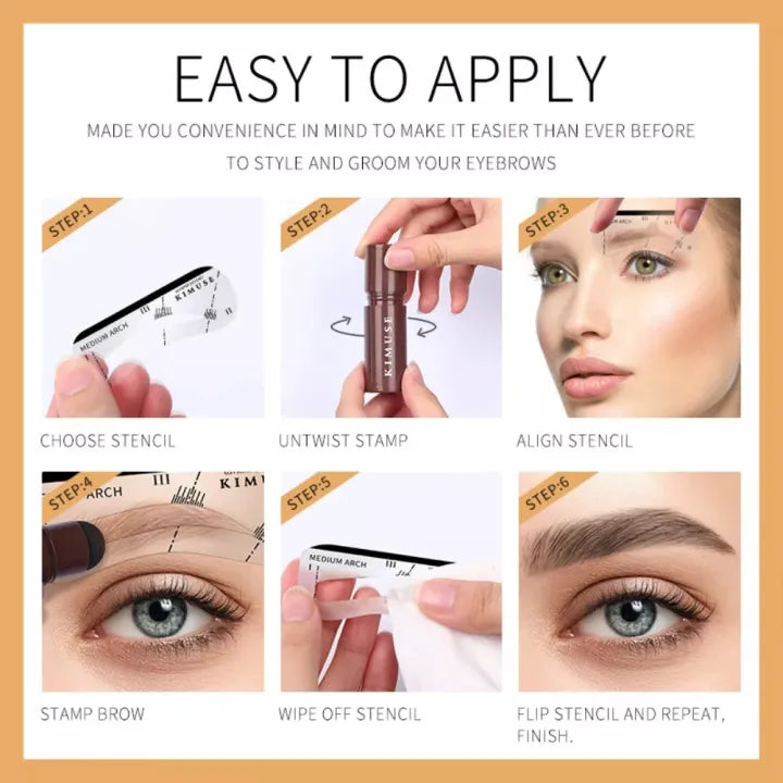 Eye Brow Stamper One Step Eyebrow Stamp Shaping Kit Brow Powder Stamp Makeup With 3 Reusable Eyebrow Stencils And Eyebrow Pen Brushes Hairline - Chic Flicks Store