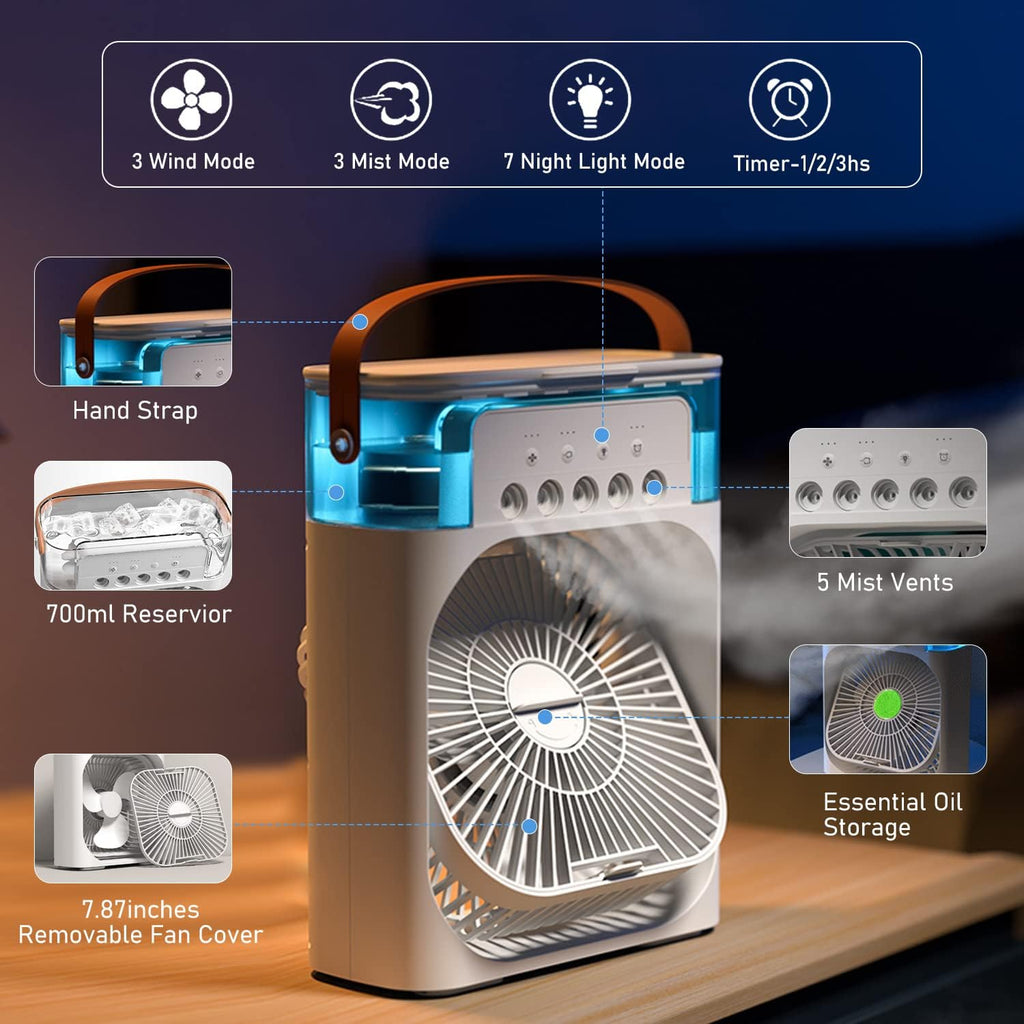 Mini Portable Air Conditioner USB Fan With Mist Water Spray – Portable Cooling Fan for Office, Kitchen & Home - Chic Flicks Store