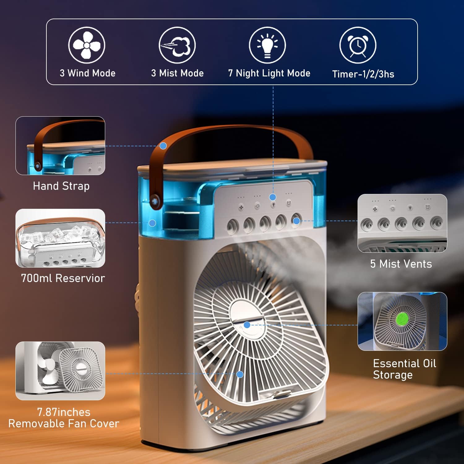 Mini Portable Air Conditioner USB Fan With Mist Water Spray – Portable Cooling Fan for Office, Kitchen & Home - Chic Flicks Store