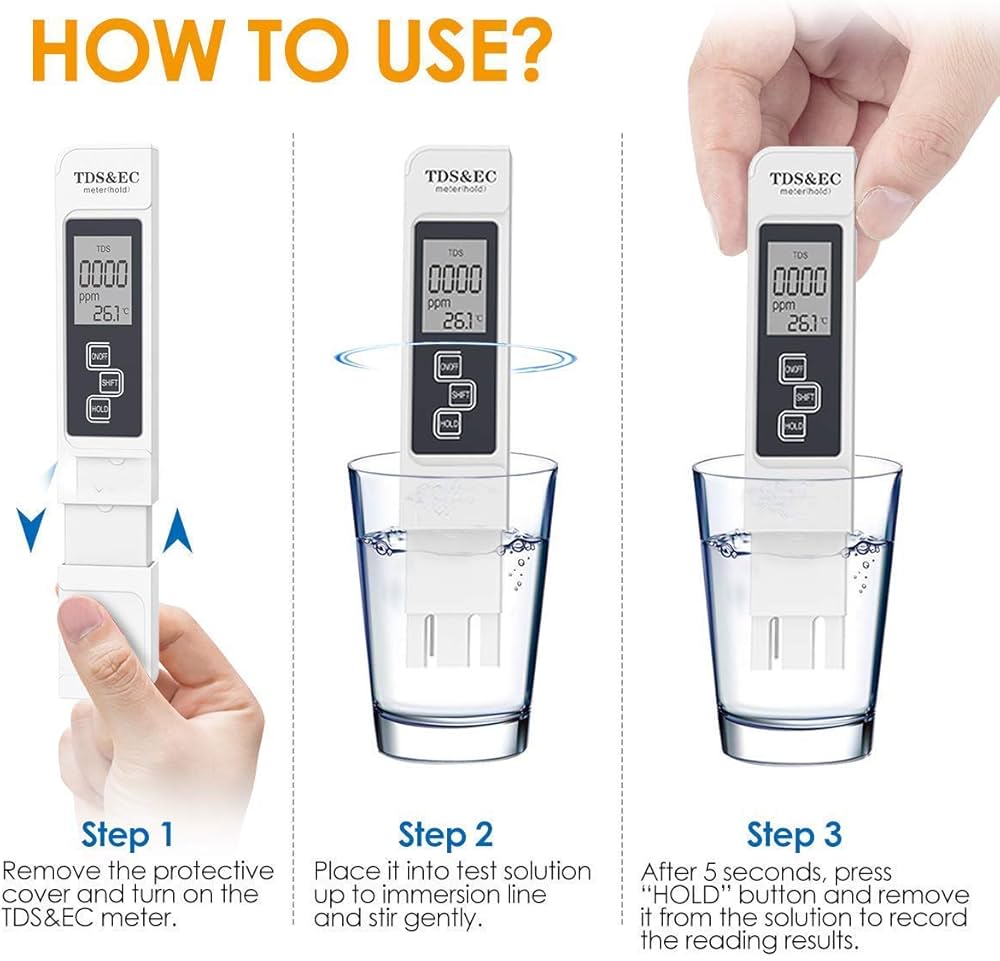 3-in-1 TDS Meter, Digital Water Quality Tester