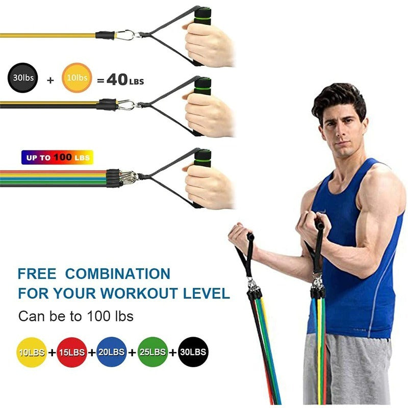 11 Pieces Power Resistance Band Set - For Men And Women - Chic Flicks Store