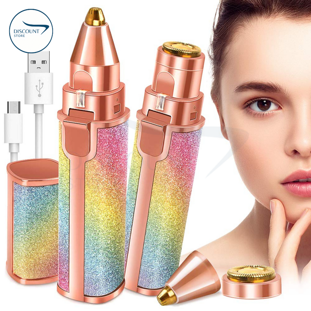2 in 1 Rechargeable Facial Hair Remover | Eyebrow Trimmer With USB Charging Cable And Cleaning Brush