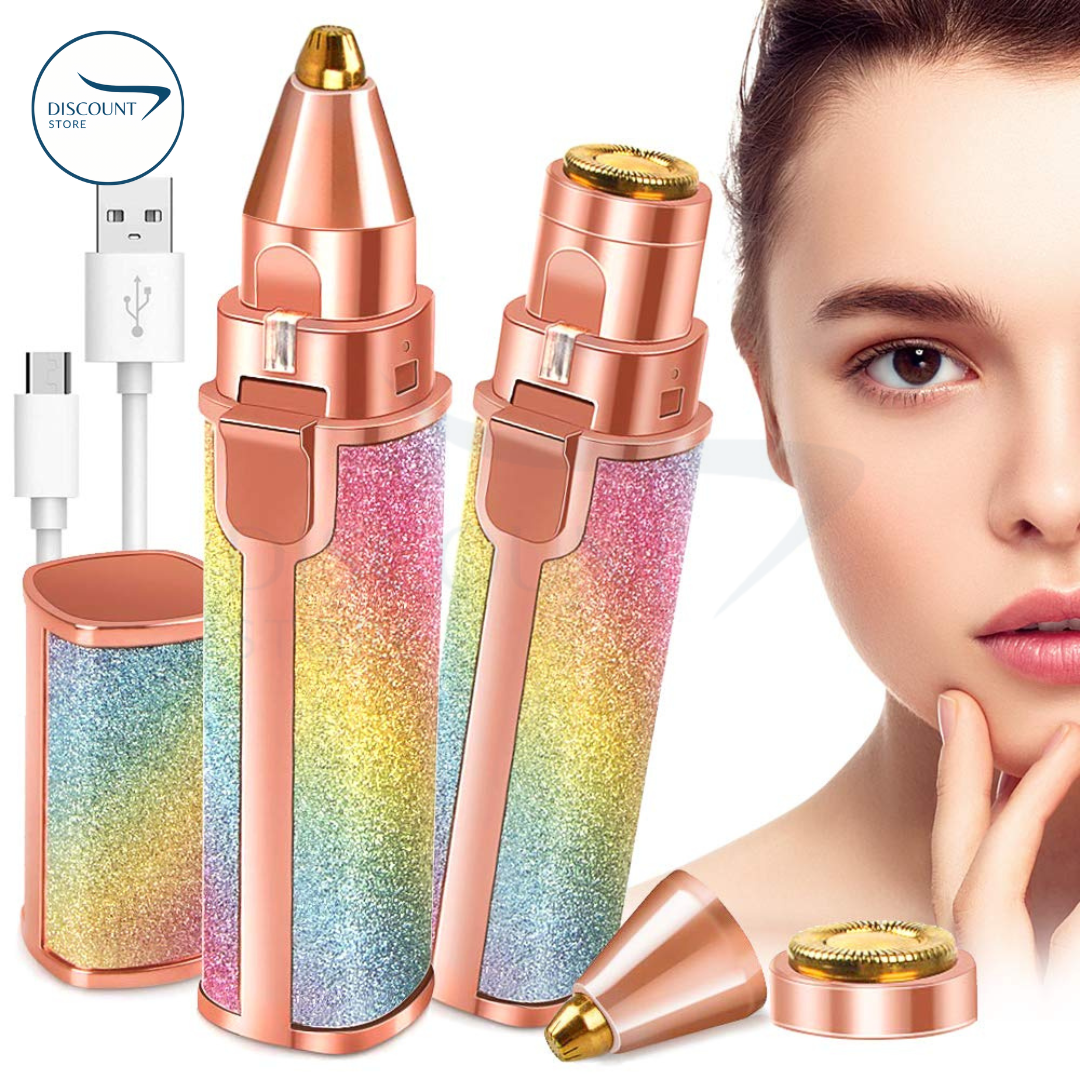 2 in 1 Rechargeable Facial Hair Remover | Eyebrow Trimmer With USB Charging Cable And Cleaning Brush