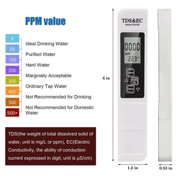 3-in-1 TDS Meter, Digital Water Quality Tester