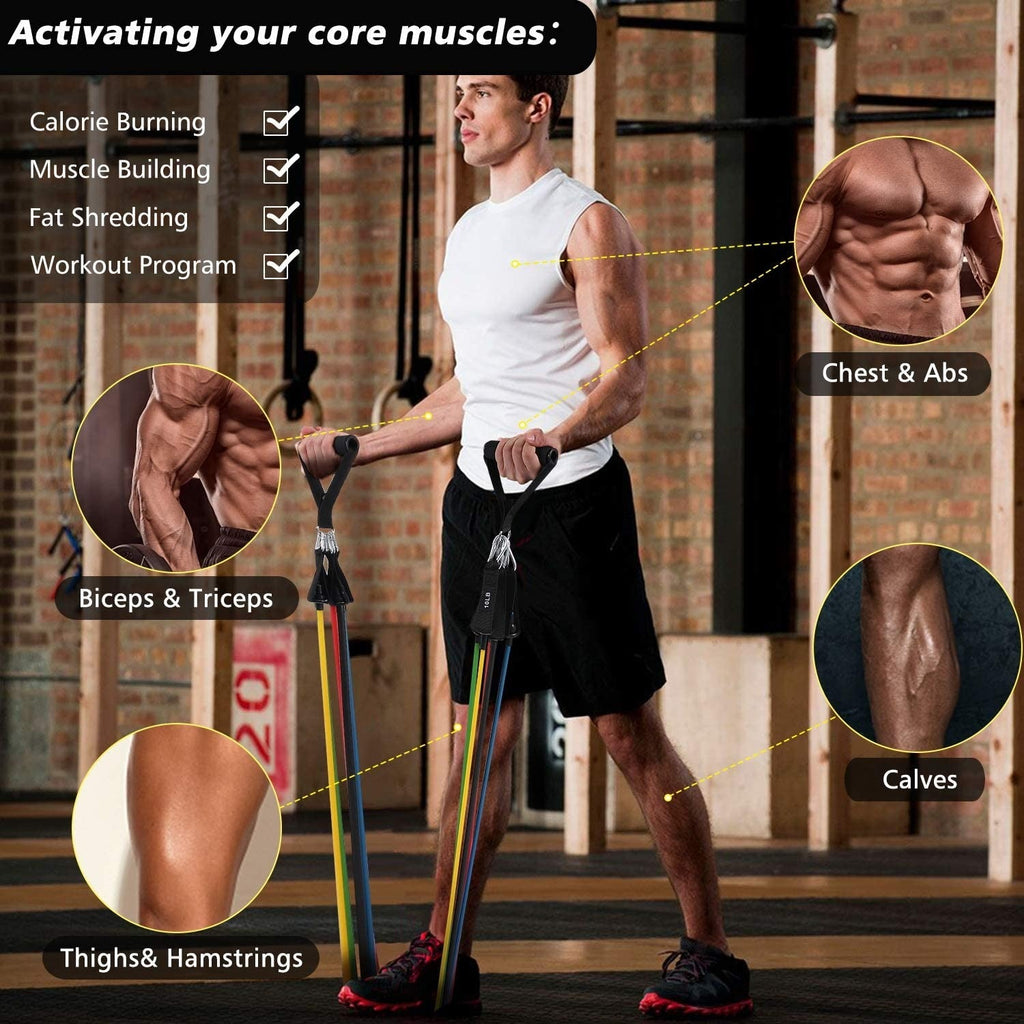 11 Pieces Power Resistance Band Set - For Men And Women - Chic Flicks Store