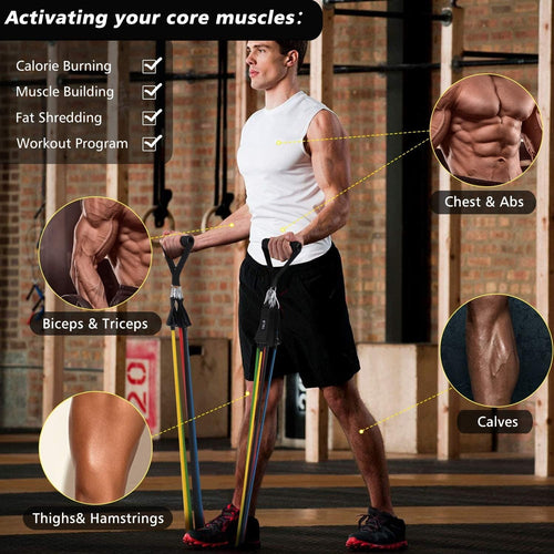 11 Pieces Power Resistance Band Set - For Men And Women - Chic Flicks Store