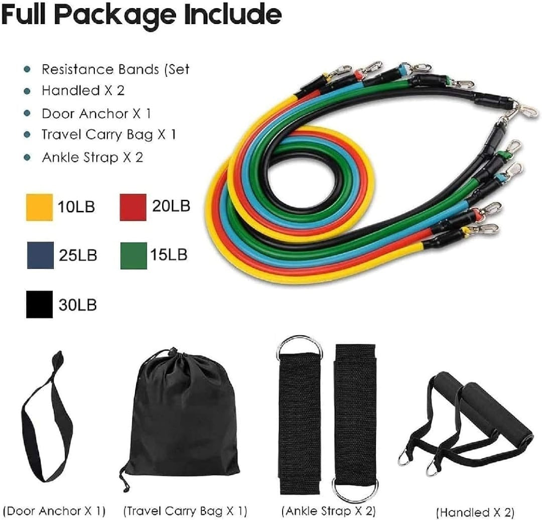 11 Pieces Power Resistance Band Set - For Men And Women - Chic Flicks Store