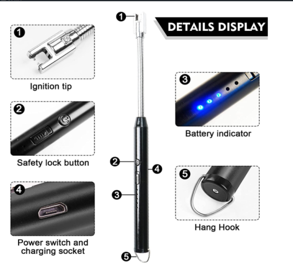 Electric USB Rechargeable Lighter, LED Battery Display ,rotate 360 Degrees - Chic Flicks Store