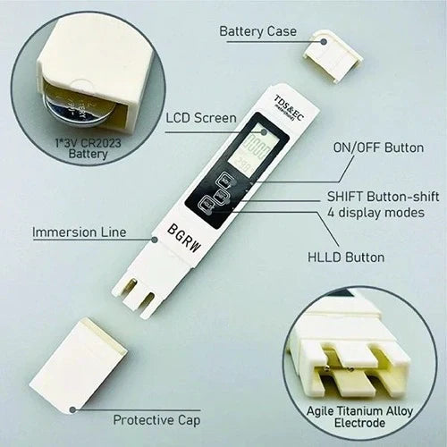 3-in-1 TDS Meter, Digital Water Quality Tester