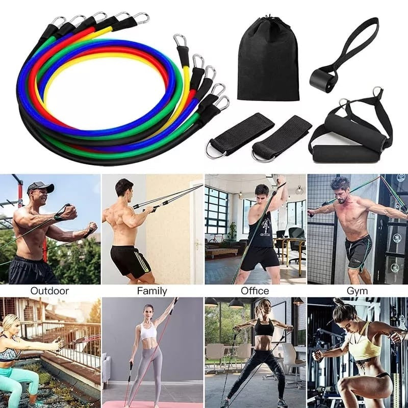 11 Pieces Power Resistance Band Set - For Men And Women - Chic Flicks Store