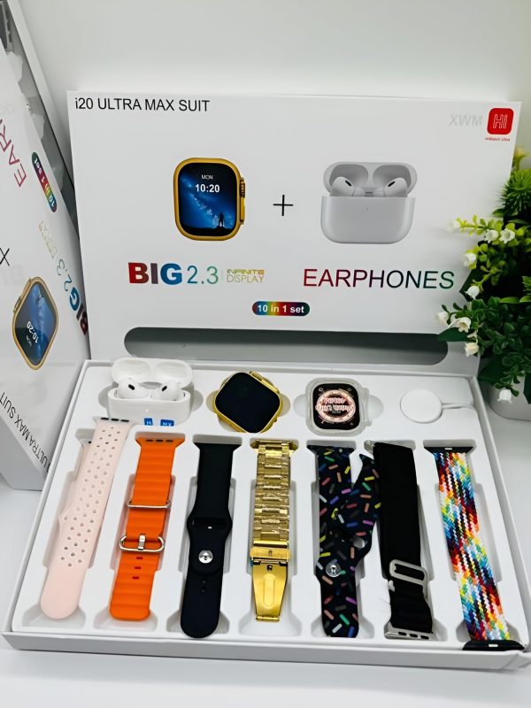I20 Ultra Max Smart Watch | Premium Quality | 2.3 ” Big Display Screen | Airpods & 7 Straps In Box - Chic Flicks Store