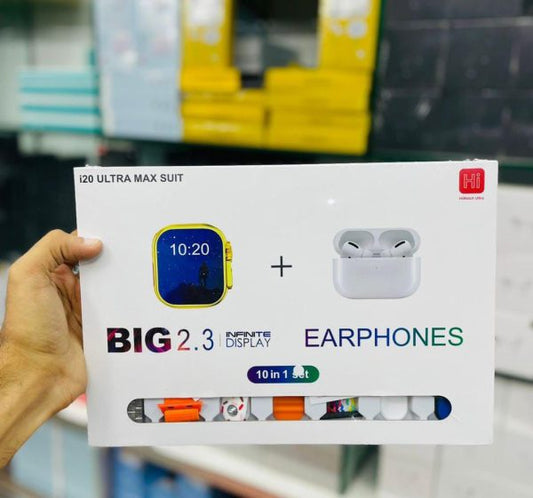 I20 Ultra Max Smart Watch | Premium Quality | 2.3 ” Big Display Screen | Airpods & 7 Straps In Box