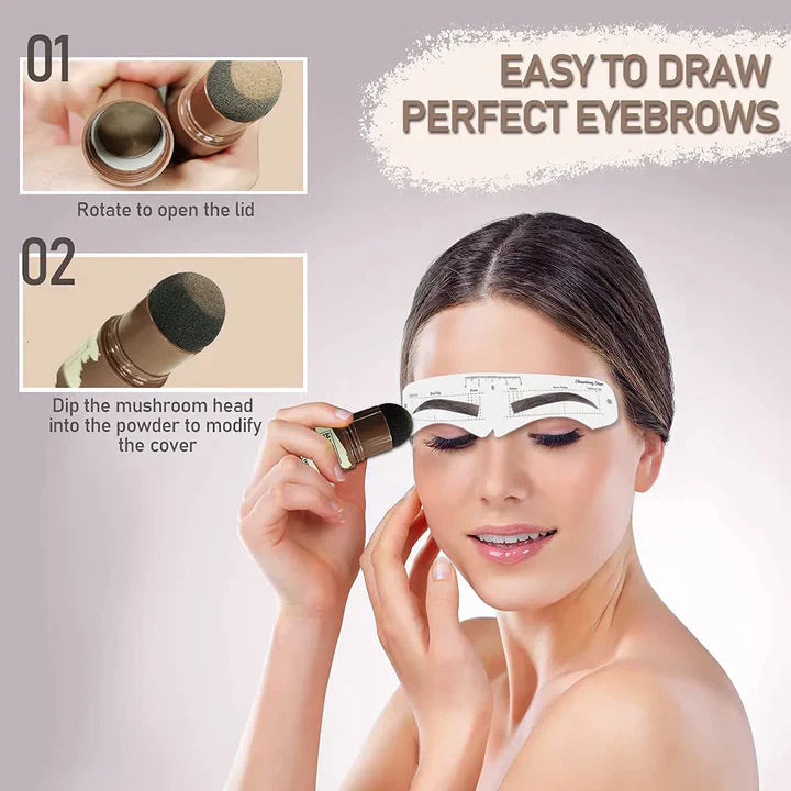 Eye Brow Stamper One Step Eyebrow Stamp Shaping Kit Brow Powder Stamp Makeup With 3 Reusable Eyebrow Stencils And Eyebrow Pen Brushes Hairline - Chic Flicks Store