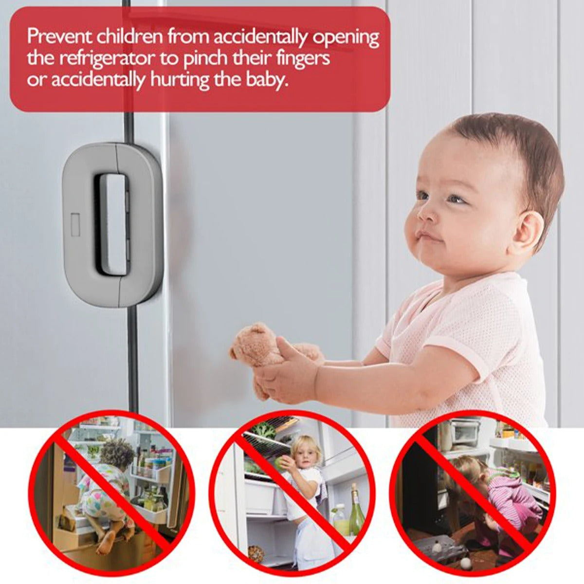 Child Safety Refrigerator Lock – Double Safety Button | Child Proof & Self-Adhesive Design - Chic Flicks Store