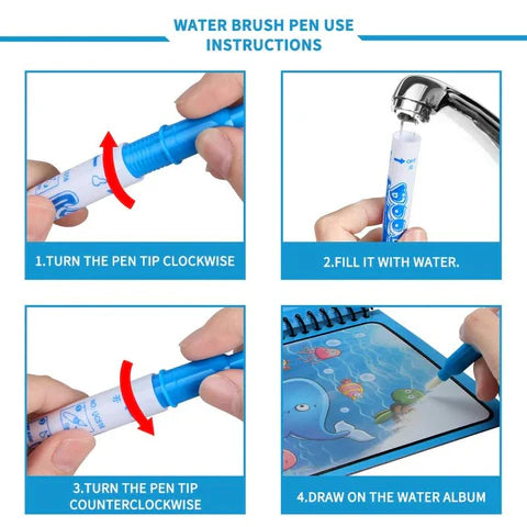 Reusable Magic Water Book Painting | Drawing, Coloring and  Board Book with Magic Water Pen - Chic Flicks Store